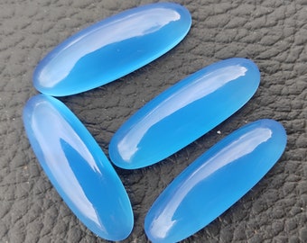 Blue Chalcedony, Oval Cabochon, Wholesale Gemstone 7X14 MM to 12X36 MM All Size Calibrated Gemstone, Flat Back Loose Gemstone for Jewelry