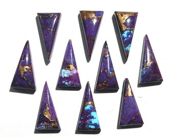 Purple Copper Turquoise Gemstone Triangle Shape Loose Gemstone Cabochon Flat Back Calibrated Gemstone Purple Mohave Turquoise Cabochon Ston