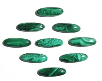 AAA+ Quality Natural Malachite Oval Shape Cabochon Flat Back Calibrated Wholesale Gemstones, All Sizes Available, Loose Gemstone, best Stone