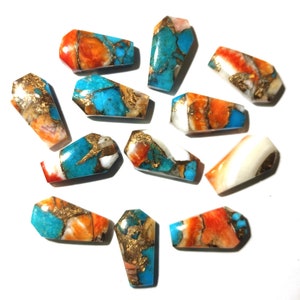 10X18 MM Coffin Shape Oyster Copper Turquoise for Jewelry, Smooth Calibrated Gemstone Cabochon for Setting, Oyster Turquoise Stone Cabochon