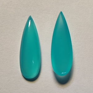 Paraiba Chalcedony, Gemstone Pair, Teardrop Gemstone, Pear Shape Pair, 7X14 MM to 12X36 MM Calibrated Size Gemstone, Chalcedony Gemstone