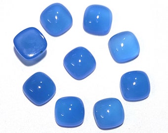 Cabochon AAA Blue Chalcedony Cabochon Gemstone/ Blue Indian Chalcedony Cushion Stone/ Designer Gemstone For Jewelry Making