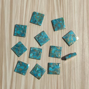 AAA+ Quality Natural Blue Copper Turquoise Square Shape Both Side Flat Polished Disk Calibrated Wholesale Gemstones, All Sizes Available