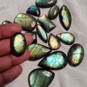 Green Labradorite Gemstone Cabochon Stone, Flashy Labradorite Mix Shape Loose Labradorite Cabochon, Flashy Labradorite Stone for Jewelry