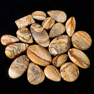 Picture Jasper Cabochon, Wholesale Cabochon lot,  15 to 30 MM Mix Shape Size Gemstone, Loose Cabochon, Pendant, Necklace, Wire Wrapping Cabs
