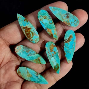 Natural Blue Mohave Turquoise Gemstone Disk, Teardrops Shape Both Side Flat Disk Turquoise Calibrated Mohave Blue Copper Turquoise Gemstone