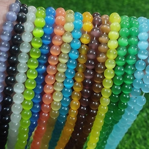 15&quot; 8 MM Cats Eye Beads Strand, Gemstone Beads, AAA Grade Smooth Round Beads, Gemstone Strands, Gemstone Loose Beads Strand, Wholesale Beads