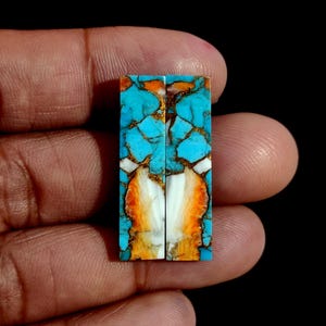 Spiny Oyster Turquoise Gemstone, Spiny Oyster Cabochon Pair, Copper Turquoise Disk,Loose Turquoise Copper Gemstone for Jewelry,Matching Pair