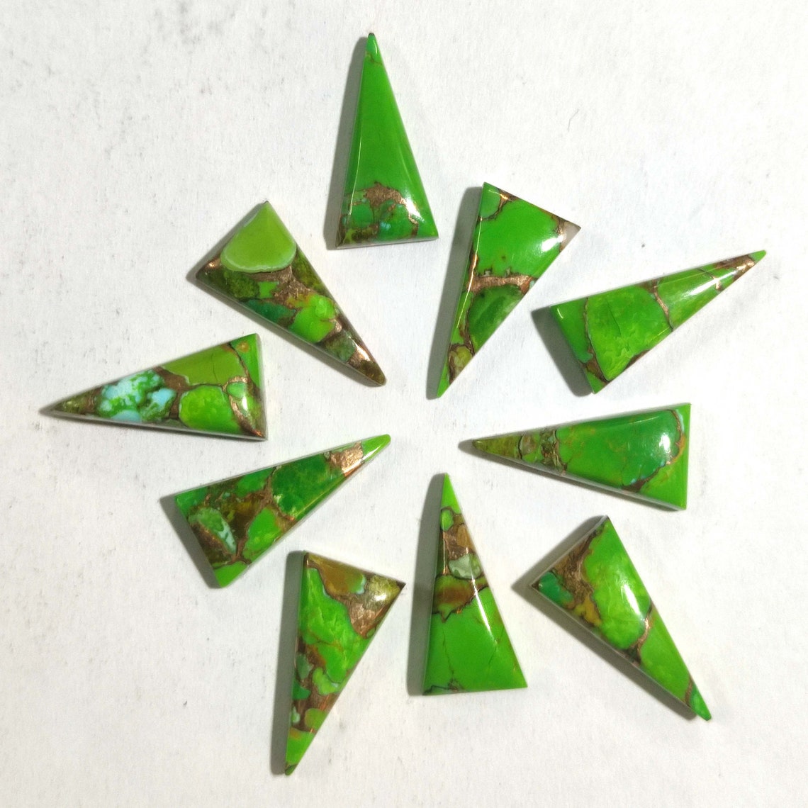 Green Copper Turquoise Gemstone Triangle Shape Loose Gemstone Cabochon ...
