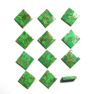 Lab-Turquoise Cabochon Disk , Square Shape Loose Gemstones , Green Turquoise Disk ,Both Side Flat Gemstone 6mm to 30mm  For Jewelry Making
