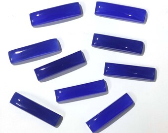 Cabochon Blue Chalcedony Gemstone Cabs/ Dark Blue Chalcedony Cabochon/ Rectangle Shape Chalcedony Stone/ Natural Loose Gemstone