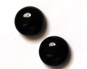 Round Cabs Pair, Black Onyx Cabochon Pair, Round Shape Pair of Gemstone 6 MM to 35 MM Calibrated Size, Loose Cabs for Jewelry Supplies