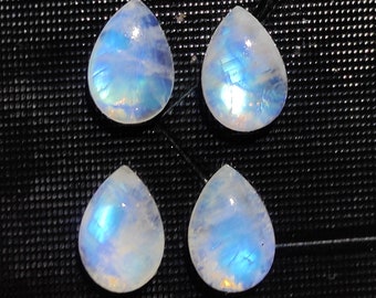 Rainbow Moonstone, Pear shape, Moonstone Cabochon, Calibrated Moonstone, Flat back 7X5 MM to 10X14 MM Loose Gemstone Cabs for making Jewelry