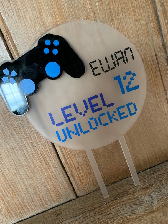 Handmade Personalised Acrylic Gaming Birthday Cake Topper, cake decorations, party cake decorations, any age