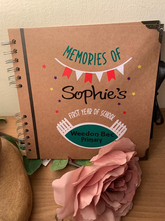 Personalised Memories of 1st Year At School Book, ideal to keep photos, drawings, 1st year at school scrapbook, memory book, photo album