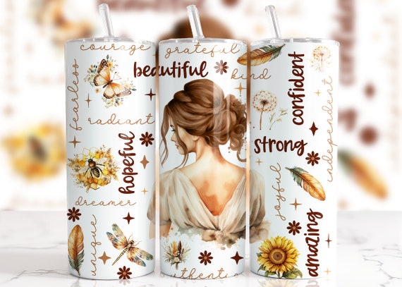 Positive Burnette Girl Stainless Steel Tumbler | Birthday Tumbler Gift | Mothers Day Gift | Fathers Day Gift | Work Tumbler | Christmas Gift