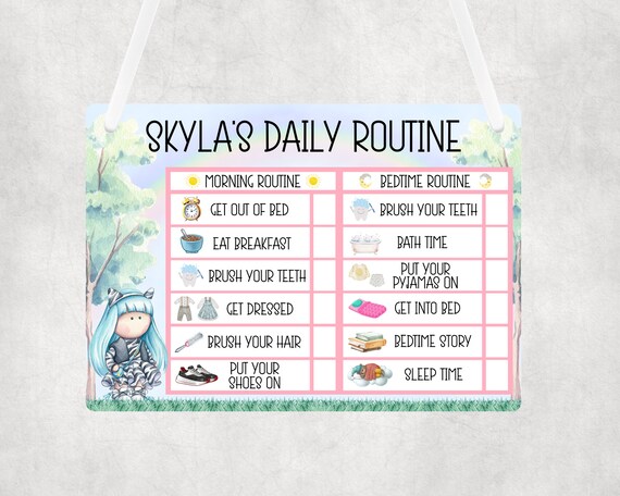 Personalised Girls Daily Morning and Bedtime Routine Chart | Children Routine | Routine Tasks For Children | Made to Order