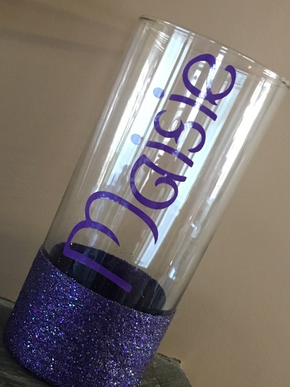 Personalised Named Glitter Hi-Ball Tumbler Glass, Drinking Glass, Teacher Gift, Wedding Party, Birthday Gift