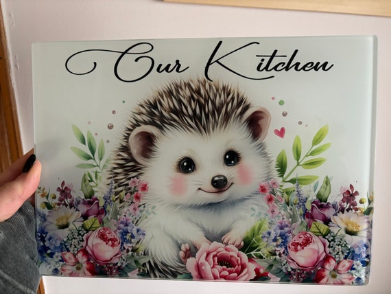 Kitchen Cute Country Hedgehog Chopping Board Worktop Saver | Personalised Chopping Board Worktop Saver | New Home Gift | Kitchen Accessories