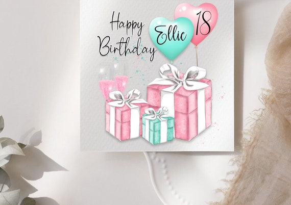 Personalised Birthday Gift and Balloons Birthday Card | Birthday Card | 16th | 18th | 21st | 30th | 40th | 50th | 60th | Daughter | Sister