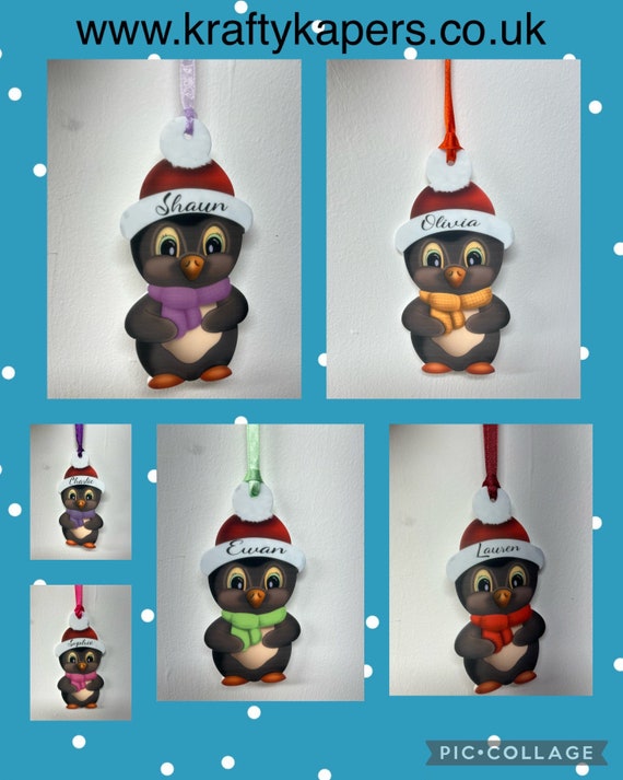 Personalised Cute Penguin Christmas Tree Decoration | Penguins at Christmas | Tree Decorations | Christmas Decor | Christmas For Kids |