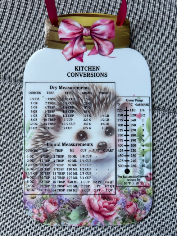 Kitchen Cute Country Hedgehog Mason Jar Hanging Decoration | Air Fryer Conversion Chart | Kitchen Measurements Conversion Chart |NewHomeGift