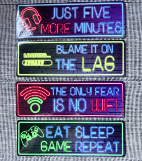 Handmade Gaming Room Signs | Neon Effect Room Signs | Boys Gaming Room Signs | Girls Gaming Room Signs | Man Cave Signs | Gamin Room Signs |