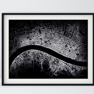 Historical / Ancient London Street Map (1673) Map Art Art Print, dessiné à la main. Signé par l’artiste.