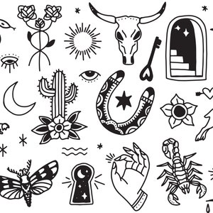 Hand Drawn Tattoo Collection SVG Download Old School stylised clipart sparrow