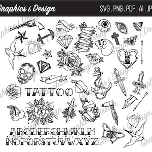 Sailor Jerry Tattoo Flash Art: Nautical Clipart (Digital Download)