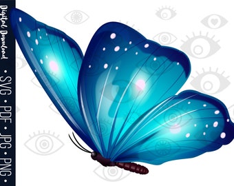 Blue Butterfly Design SVG elegant exotic beautiful winged decoration illustration flying insect fly wings colourful graphic digital download