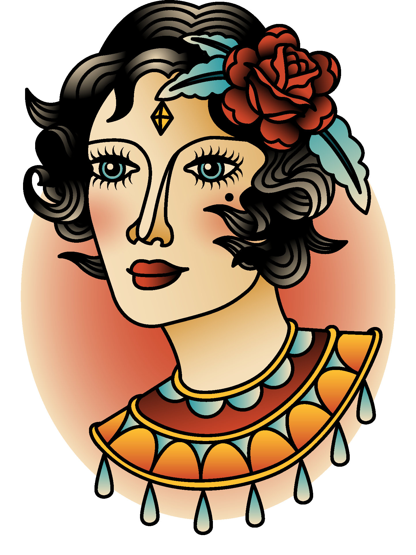 Old School Lady Tattoo Design SVG stylised nautical clipart | Etsy