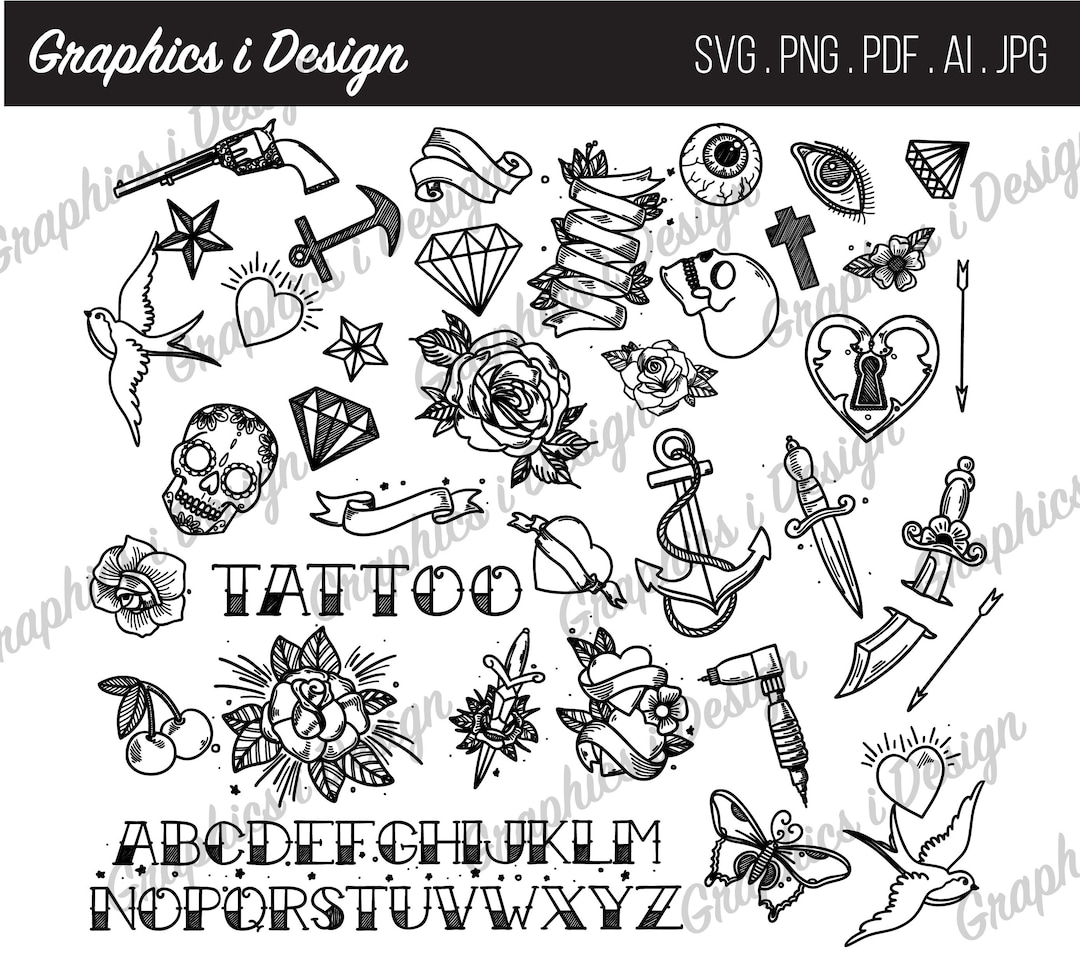Sailor Jerry Tattoo Flash Art: Nautical Clipart (digital Download
