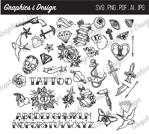 Sailor Jerry Tattoo Flash Art: Nautical Clipart (digital Download