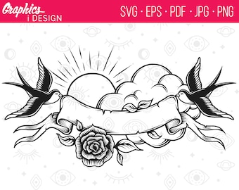 Old School Tattoo Banner SVG: Seemann Jerry Design (Digitaler Download)