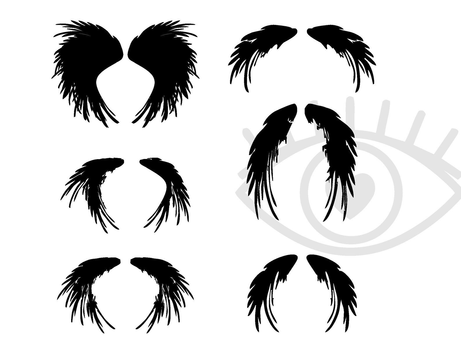 Wings Stencil Designs SVG stylised bird clipart Vinyl angel Etsy