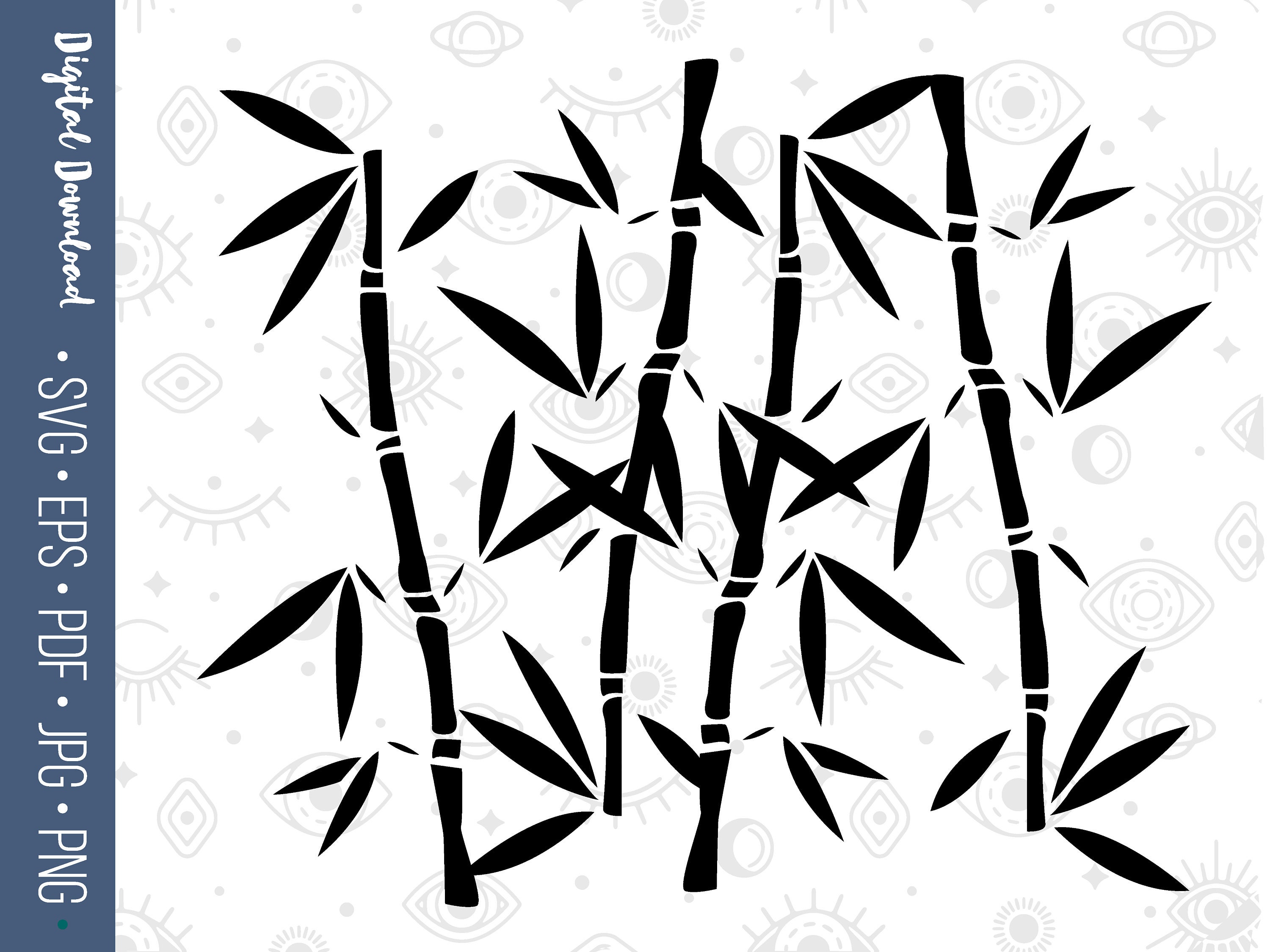 Bambou Stencil Vector Asia plant design SVG traditional Tree Etsy