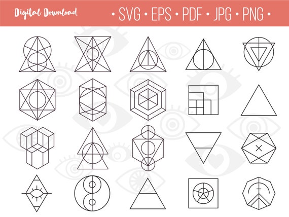 Geometric Tattoo Collection Set Minimal Sacred Symbols Lines ...