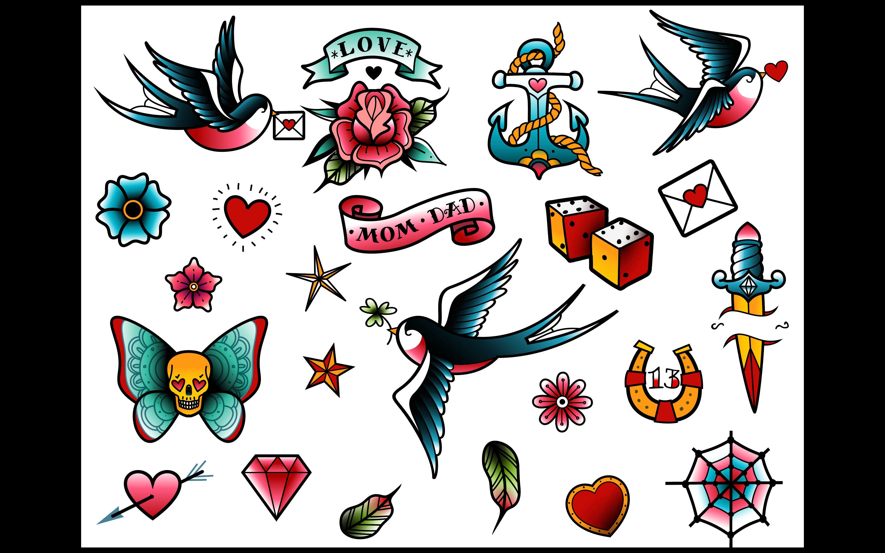 Graphic Color Flash Sheet Tattoo Designs SVG Stylized