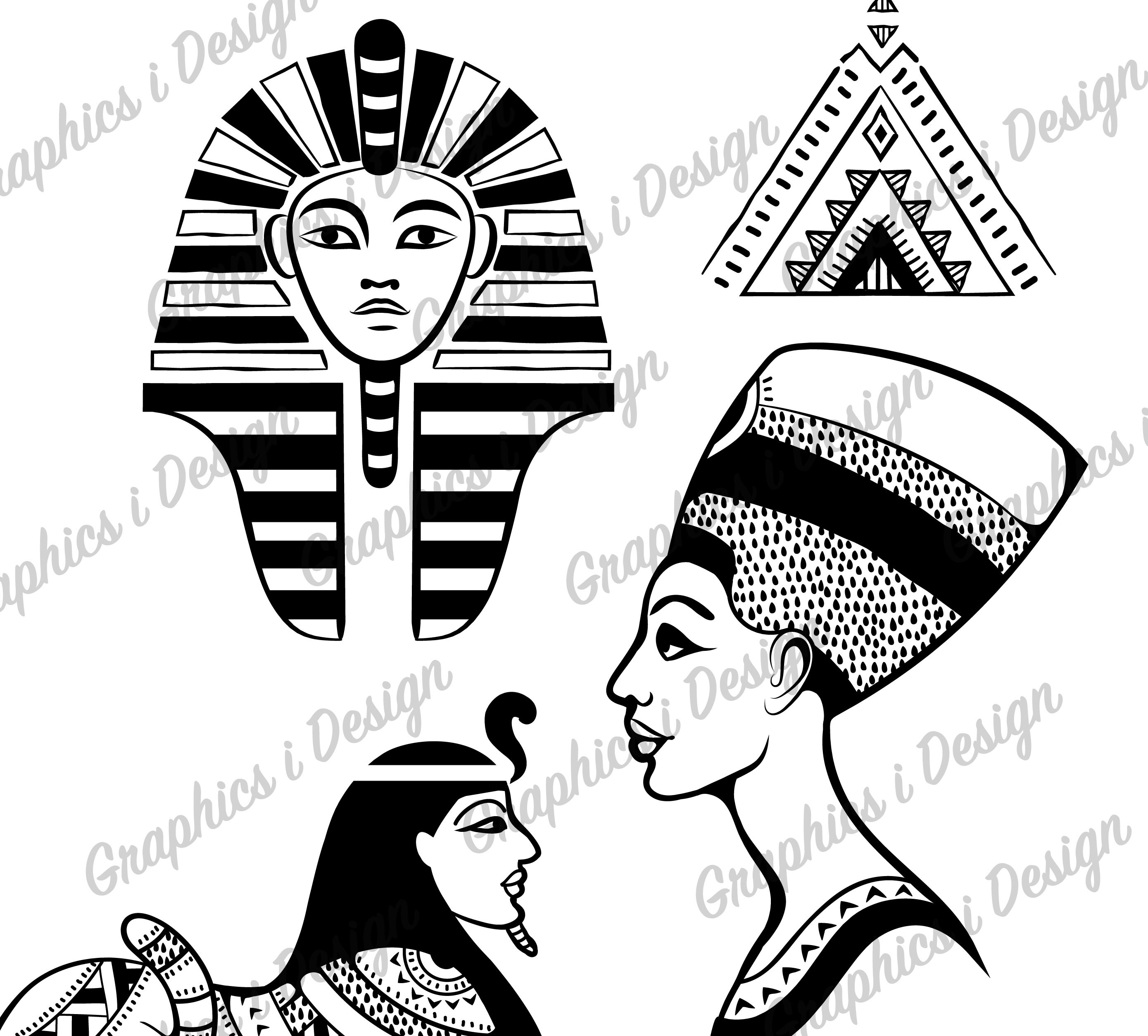 Egyptian Clipart SVG Bundle: Pyramid, Hieroglyphics, & Ancient Icons ...