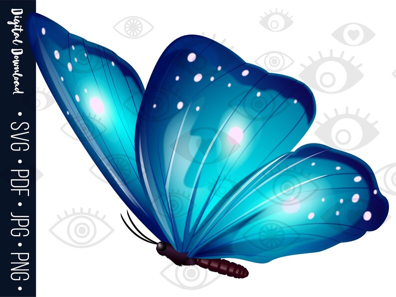 Blue Butterfly Design SVG elegant exotic beautiful winged decoration illustration flying insect fly wings colourful graphic digital download