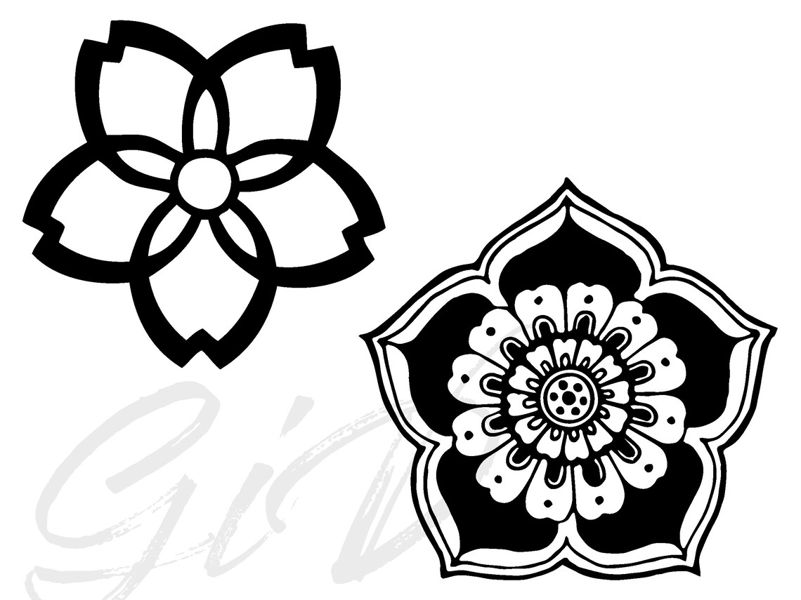 Japanese Flower Symbol Design Collection traditional asian Etsy