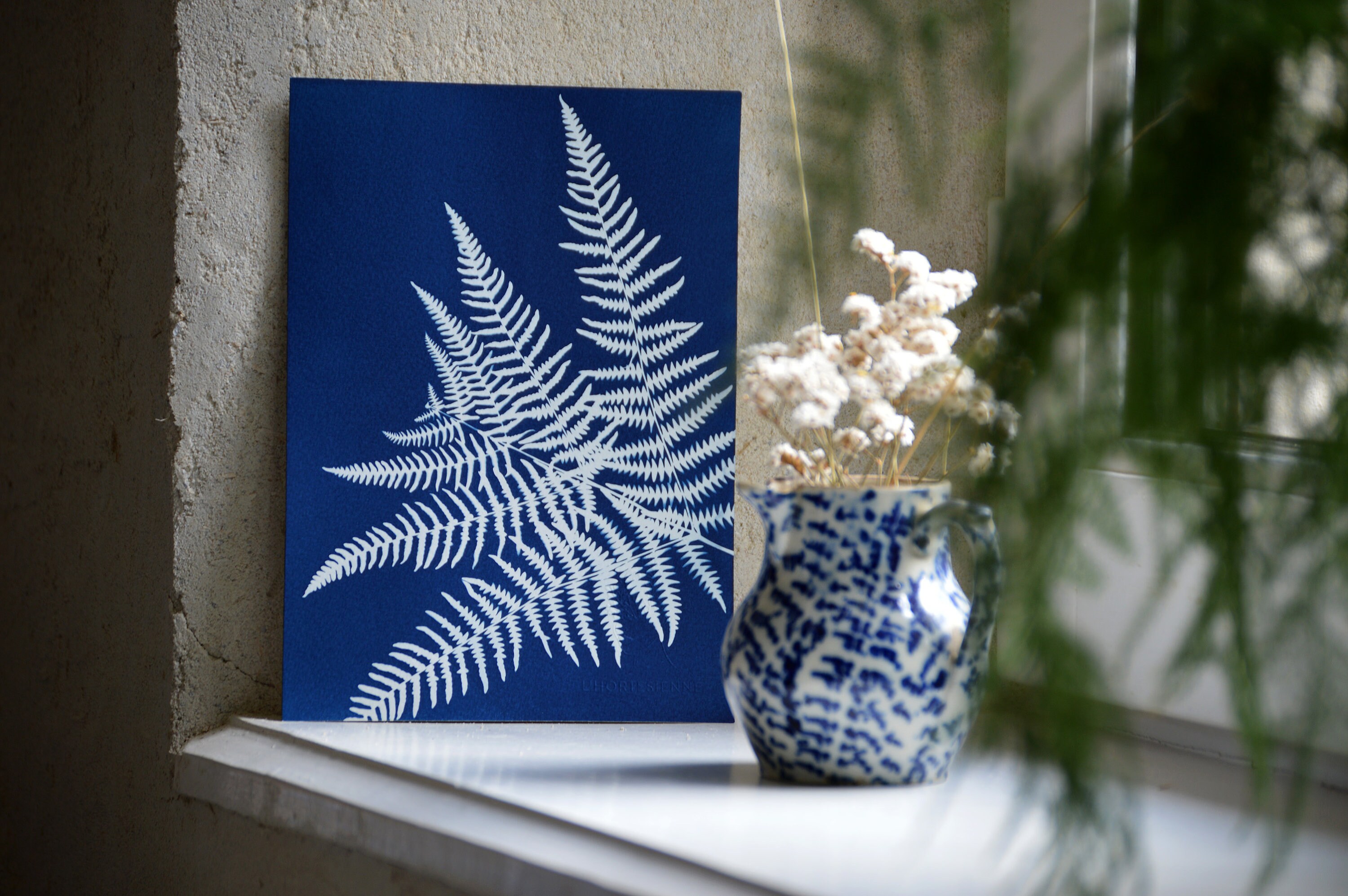 Cyanotype de Fougère Aigle - Affiche A5 Impression Cyanotype Botanique Pièce Unique