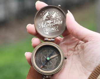 Long distance relationship gift for boyfriend, Customized Compass with Your Handwriting, Personalized Wedding Gifts, Gift for him