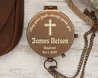 Engraved Brass Compass: Personalized Baptism Gift