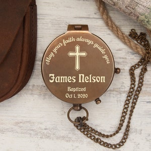 Baptism gift, Unique gift for him, Custom Engraved Compass, Personalized Compass for Baptism