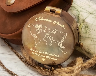 Personalized Copper Anniversary Gifts for Him, Special Gift for Husband, Wedding Picture Engraved Compass,