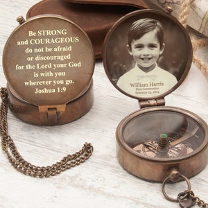 Baptism Gift for Grandson, First Communion Gift, First Holy Communion Gift,Confirmation Gift for Boy, Engraved Nautical Compass,Gift for Him