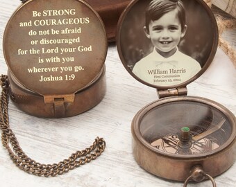 Engraved Nautical Compass: Baptism, First Communion, Confirmation Gift