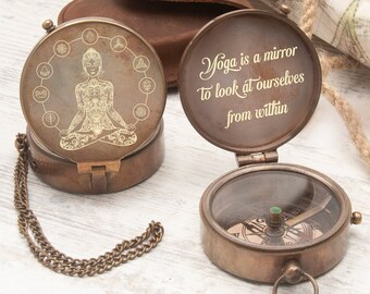 Engraved Working Compass: Yoga Lover Gift